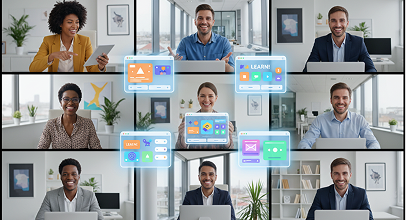 A grid of participants on a virtual volunteering workshop call